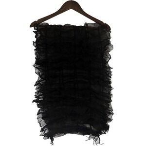 Black Ruffle Tiered Sheer‎ Scarf Dark Feminine Fairy Goth Romantic Morticia